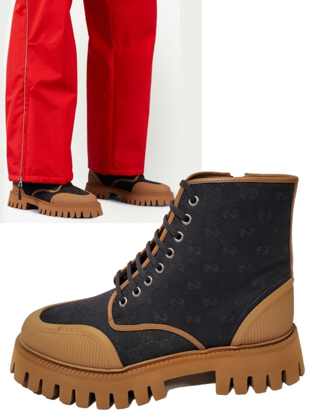 GUCCI MENS BOOTS GG SUPREME LOGO PRINT CANVAS LACE UP sz 8.5 9